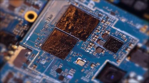 Computer motherboard components background slowly tracking shot. Stock Footage 271368624