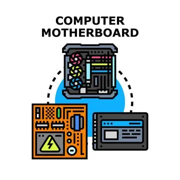 Computer motherboard concept illustrating hardware components technology Stock-Illustration