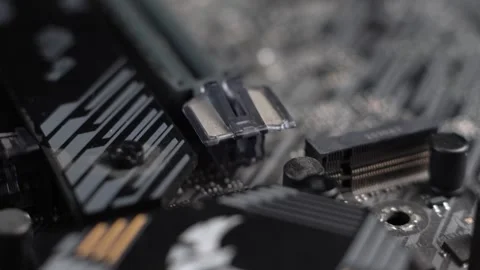 Computer Motherboard Details, Close Up of Electronic Components Stock Footage 327466483