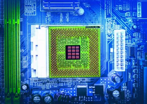 Computer motherboard electrical components Foto stock