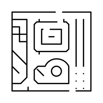 Computer motherboard electronic circuit digital hardware icon Stock Illustration