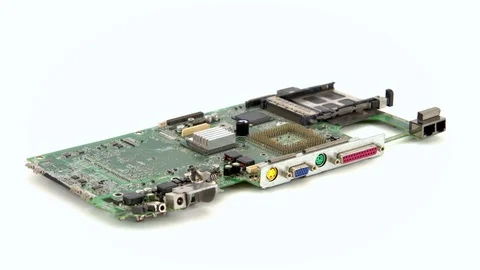 Computer Motherboard Electronic Circuit Rotating on White Background, Close Up Stock Footage 76515790