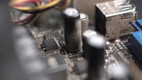 Computer Motherboard Electronic Components, Macro Close Up Stock Footage 328345630