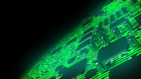 Computer Motherboard Fly Through Stock Footage