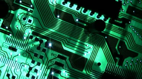 Computer motherboard on a gleam Stock Footage