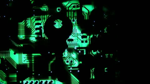 Computer motherboard on a gleam Stock Footage 18194444