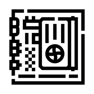 Computer motherboard with gpu and processing fan icon Stockillustratie