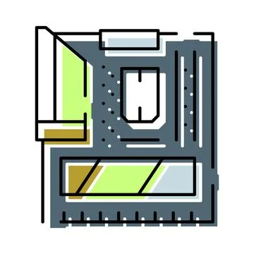 Computer motherboard hardware component for digital technology Stock Illustration