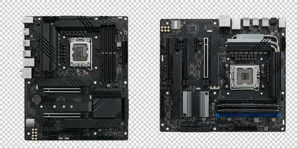 Computer motherboard hardware components printed circuit board electronic p.. Stock Photos