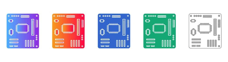 Computer Motherboard Icon Set イラスト素材