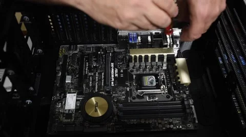 Computer Motherboard Install Stock Footage 44407565