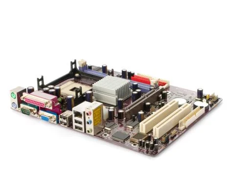 Computer motherboard isolated on white background Stock Photos