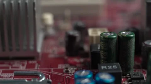Computer Motherboard. Macro Close Up View of Electronic Components Stock Footage 325499615