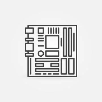 Computer Motherboard outline vector concept icon イラスト素材