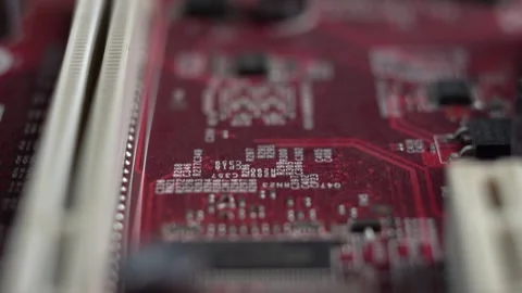 Computer Motherboard Parts, Macro Close Up Stock Footage 328469809