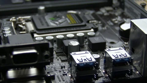 Computer motherboard ports 스톡 동영상 78192199