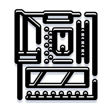Computer motherboard processing digital information technology icon 库存插图