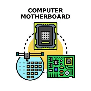 Computer motherboard processor wafer component technology concept Stockillustratie
