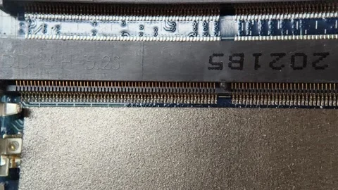 Computer motherboard RAM memory slots close up 스톡 동영상 348226558