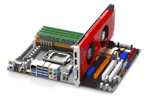 Computer motherboard side view Stock Illustration