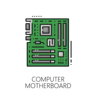 Computer motherboard software color thin line icon Illustrazione stock