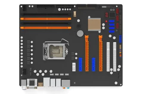 Computer motherboard top view Stock Illustration