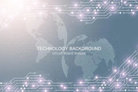 Computer motherboard vector background with circuit board electronic elements イラスト素材