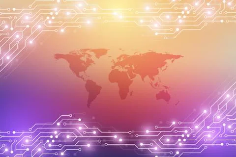 Computer motherboard vector background with circuit board electronic elements イラスト素材