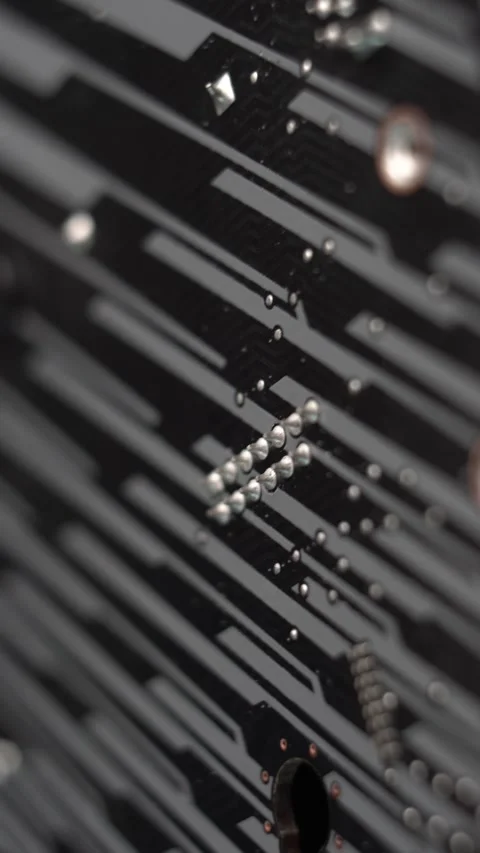 Computer Motherboard, Vertical Close Up of Back Board Solders Stock Footage 328345770