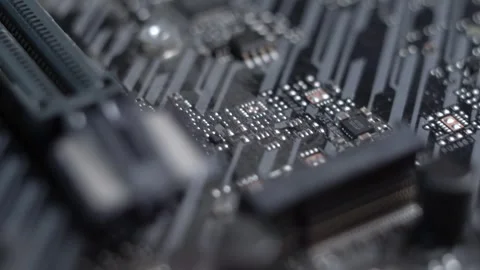 Computer Motherboard Working Station Electronic Components, Macro Close Up Stock Footage 330875279