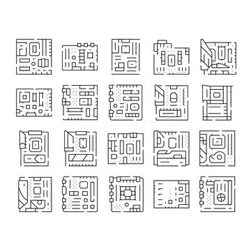 Computer motherboards creating circuit board technology patterns Ilustração Stock