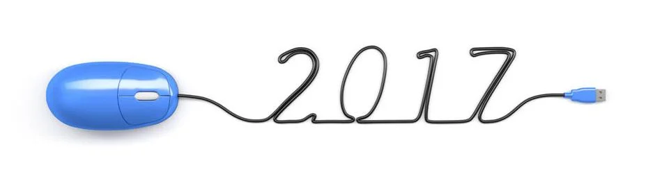 Computer mouse 2017 A blue computer mouse building the number 2017 with th... Stock Photos