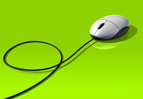 Computer mouse 3D white computer mouse isolated on a green background Copy... Stock Photos