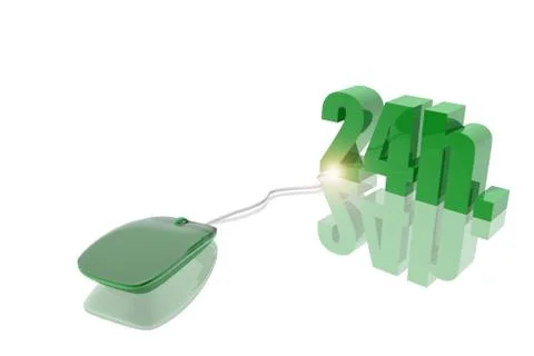 Computer mouse and 24 hours service symbol Stockillustratie