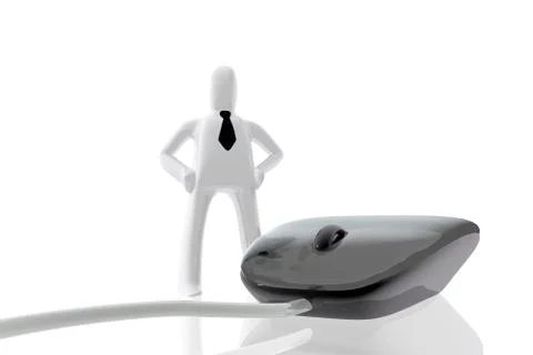 Computer mouse and businessman Stock Illustration