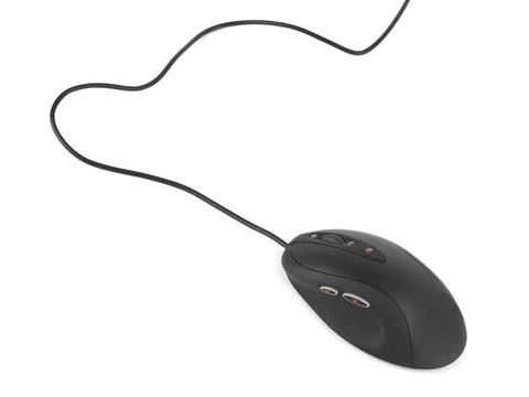 Computer mouse and cable Computer mouse and cable isolated on white backgr... Stock Photos