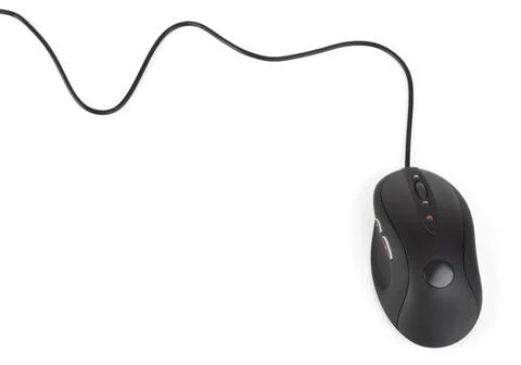 Computer mouse and cable Computer mouse and cable isolated on white backgr... Stock Photos