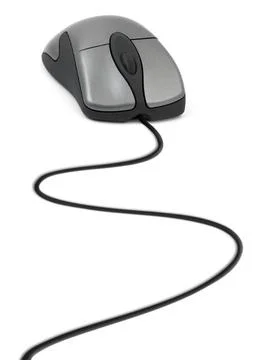 Computer mouse and cable Computer mouse and cable isolated on white backgr... Stock Photos