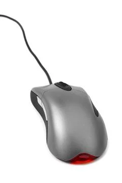 Computer mouse and cable Computer mouse and cable isolated on white backgr... Stock Photos