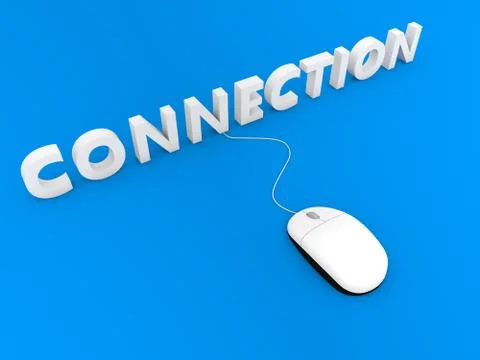 Computer mouse and connection on a blue background. Illustrazione stock