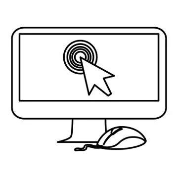 Computer with mouse and cursor 库存插图