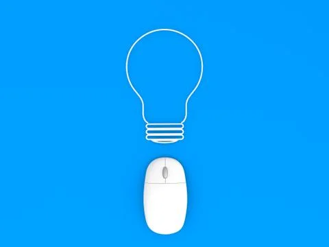 Computer mouse and electric lamp. Stock Illustration