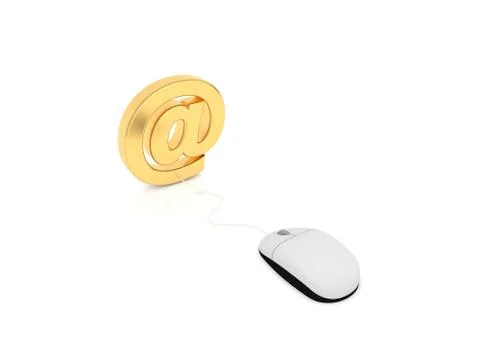 Computer mouse and email on a white background. Stock Illustration