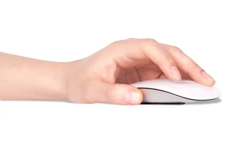 Computer Mouse, and hand close up Stock Photos