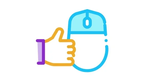 Computer mouse and hand gesture good Icon Animation Video stock 145265618