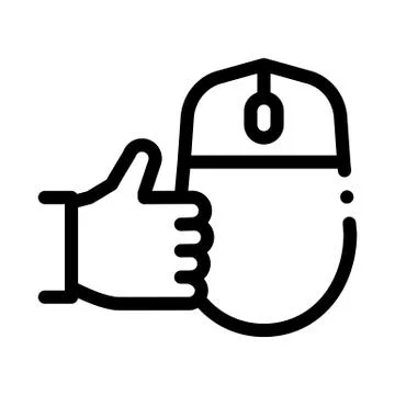 Computer mouse and hand gesture good icon vector outline illustration Stock Illustration