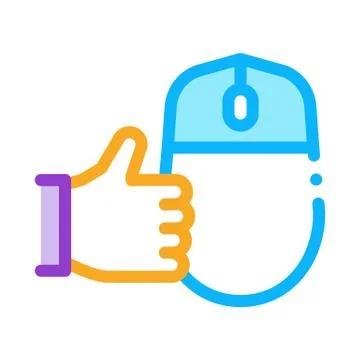 Computer mouse and hand gesture good icon vector outline illustration Stock Illustration