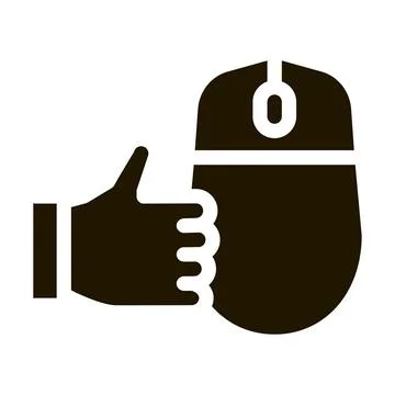 Computer mouse and hand gesture good icon Vector Glyph Illustration Stock Illustration
