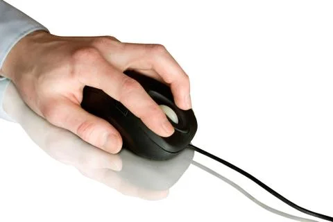 Computer mouse and hand Stock Photos
