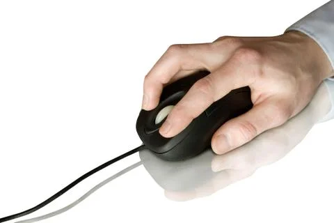 Computer mouse and hand Stock Photos